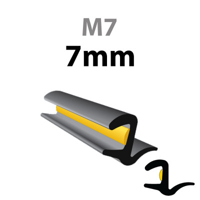 Raamlijst rubber universeel T4, 7mm